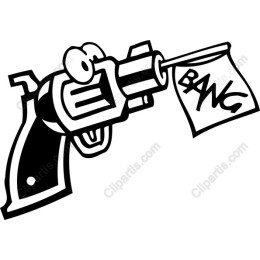 Cartoon Revolver with BANG Tag
