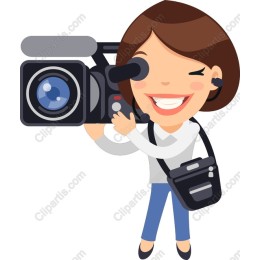 Cheerful Woman Filming with Video Camera