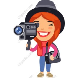 Cheerful Girl with Retro Camera