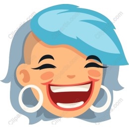 Cheerful Blue-Haired Character