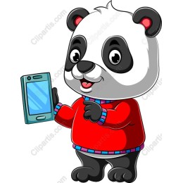 Adorable Panda Character with Smartphone