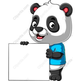Cute Panda with Blank Sign