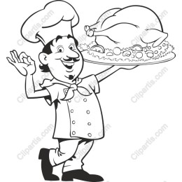 Cheerful Chef Serving Roasted Chicken