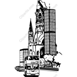 Berlin Cityscape - Memorial Church and Bus
