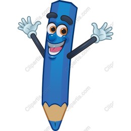 Playful Cartoon Blue Pencil Character