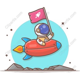 Whimsical Astronaut Rocket