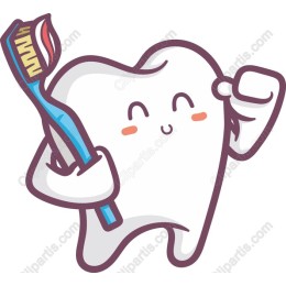Cheerful Cartoon Tooth with Toothbrush