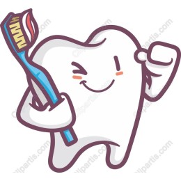 Cheerful Tooth with Toothbrush
