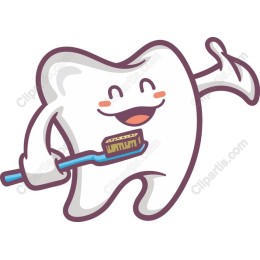 Cheerful Tooth with Toothbrush