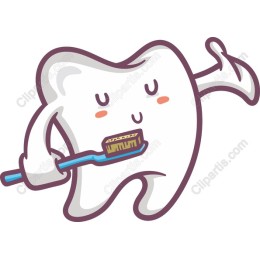 Cartoon Tooth Character with Toothbrush