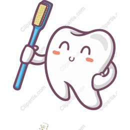 Cheerful Tooth Character with Toothbrush