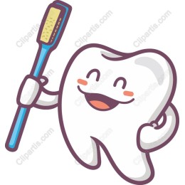 Cheerful Tooth with Toothbrush