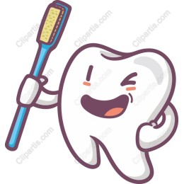 Cheerful Tooth with Toothbrush