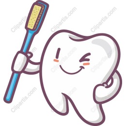 Cheerful Tooth with Toothbrush