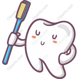 Cheerful Tooth Character with Toothbrush