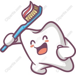 Cheerful Tooth with Toothbrush