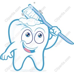 Cheerful Tooth Character Holding Toothbrush