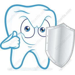 Playful Cartoon Tooth with Shield