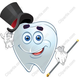 Cheerful Cartoon Tooth with Top Hat