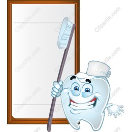 Cheerful Cartoon Tooth with Toothbrush