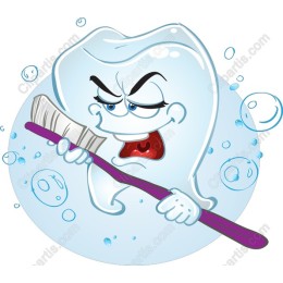 Angry Tooth with Toothbrush