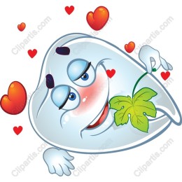 Adorable Smiley Tooth with Hearts and Leaf
