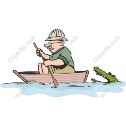Adventurous Man with Crocodile