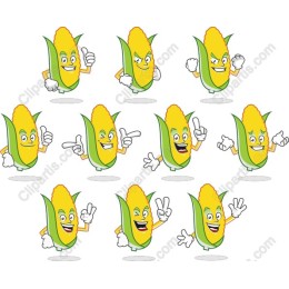 Playful Cartoon Corn Characters Set