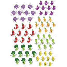Vegetable and Fruit Happy Characters Set