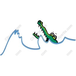 Whimsical Crocodile in Waves