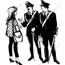 Chic Encounter: of Police Officers and Stylish Woman