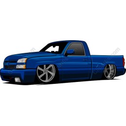 Sleek Blue Lowered Pickup Truck