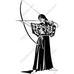 Dynamic Female Archer in Traditional Japanese Attire