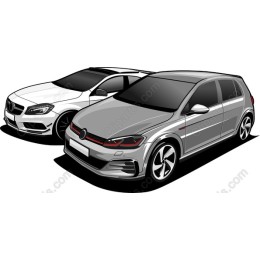 Modern Car Pair - Sleek Hatchback & Elegant Sedan