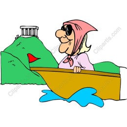 Charming Cartoon Woman in a Boat