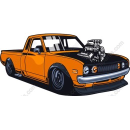 Vivid Orange Modified Pickup Truck