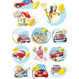 Car Wash Cliparts Set