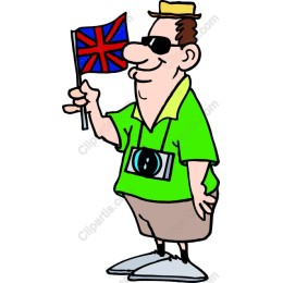 Traveling Tourist with Flag