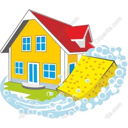 Vibrant Yellow House and Sponge