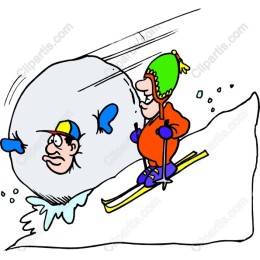 Whimsical Snowball Skiing