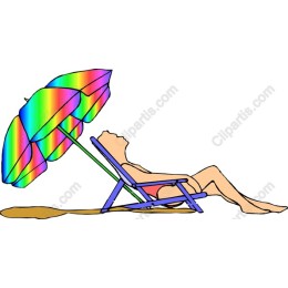 Vibrant Rainbow Umbrella Sunbather