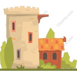 Whimsical Castle Tower and Cottage