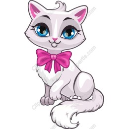 Charming White Cat with Pink Bow