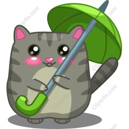 Charming Cat with Umbrella