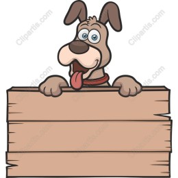 Playful Dog with Blank Wooden Sign