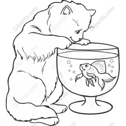 Curious Cat and Goldfish