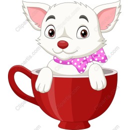 Cute Puppy in a Red Coffee Cup