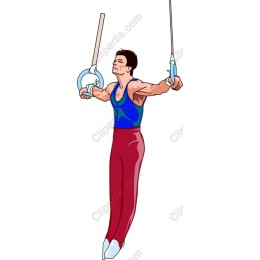 Dynamic Male Gymnast on Rings