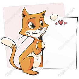 Cute Cat Holding Blank Sign
