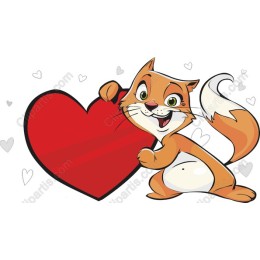 Playful Cat Embracing Heart